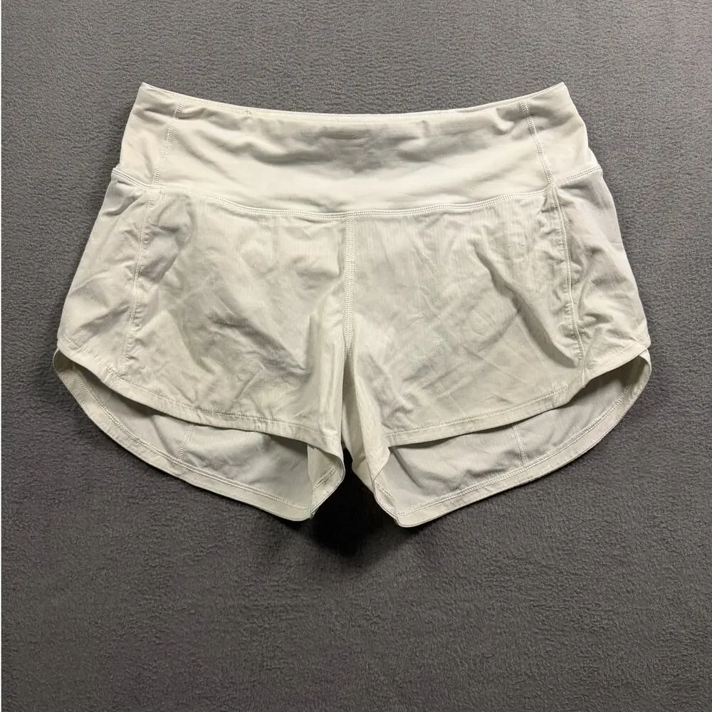 Lululemon Speed Up Low Rise Running Shorts White Lined Athletic Womens Size 6